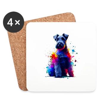 Colorful Splash Art Kerry Blue Terrier Terriers - Coasters (set of 4) - white - Front