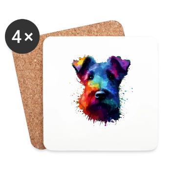Colorful Splash Art Kerry Blue Terrier Terriers - Coasters (set of 4) - white - Front
