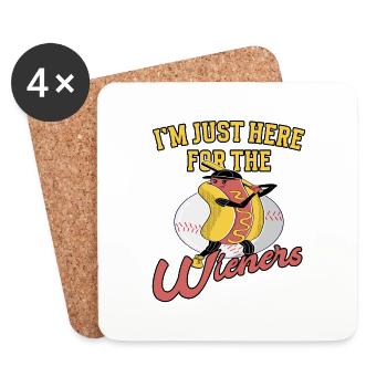 Jouer au baseball - Je suis juste ici pour les saucisses fumées - Dessous de verre (lot de 4) - blanc - Devant