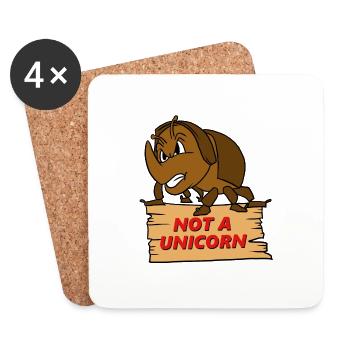 Rhino Battle Pas une licorne drôle Rhinocéros en colère - Dessous de verre (lot de 4) - blanc - Devant
