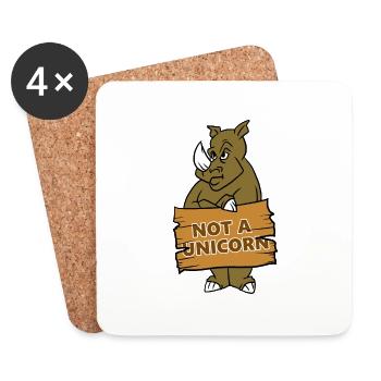 Rhinocéros Pas Une Licorne Drôle Animal En Colère Cool - Dessous de verre (lot de 4) - blanc - Devant