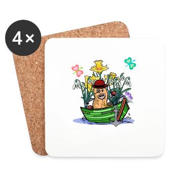 Retired Peanut Spring Boat Adventure Grandpa Nut - Coasters (set of 4) - white - Front