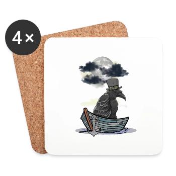 Corbeau Corbeau Corbeau Ferry Halloween Bateau Mystique - Dessous de verre (lot de 4) - blanc - Devant