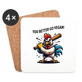 You better go vegan - funny rooster - Coasters (set of 4) - white - Front