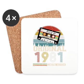 Jahrgang 1981 43 Jahre Jubiläumsgeschenk - Untersetzer (4er-Set) - Weiß - Vorne