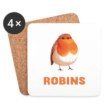 Robin Rotkehlchen - Untersetzer (4er-Set) - Weiß - Vorne