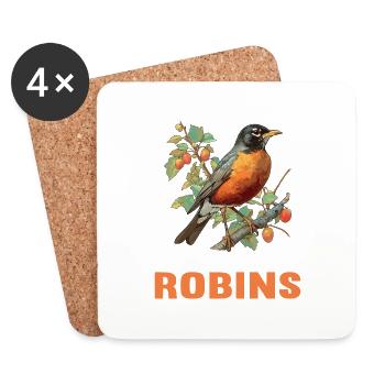 Robin Rotkehlchen - Untersetzer (4er-Set) - Weiß - Vorne