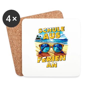 SCHULE AUS FERIEN AN - Untersetzer (4er-Set) - Weiß - Vorne