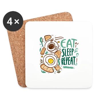 EAT SLEEP REPEAT - Coasters (set of 4) - white - Front