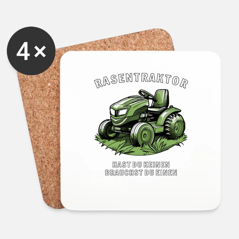 RASENMÄHER RASENTRAKTOR BRAUCHST DU - Untersetzer (4er-Set) - Weiß