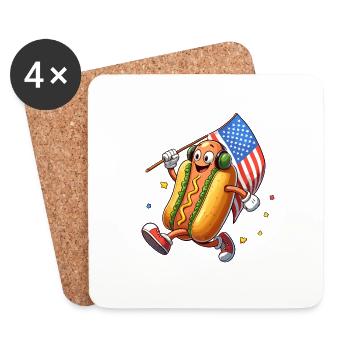 Hot Dog National Hot Dog Day America USA Funny - Coasters (set of 4) - white - Front