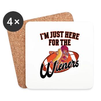 Im just here for the Wieners - Football - Coasters (set of 4) - white - Front