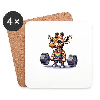 Cool Giraffe Deadlifting In The Gym - Untersetzer (4er-Set) - Weiß - Vorne