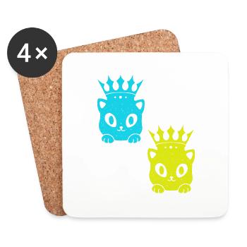 Chat Chats Rétro 80's Vintage 90's - Dessous de verre (lot de 4) - blanc - Devant