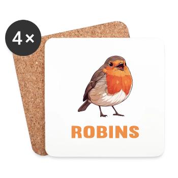 Robin Rotkehlchen - Untersetzer (4er-Set) - Weiß - Vorne