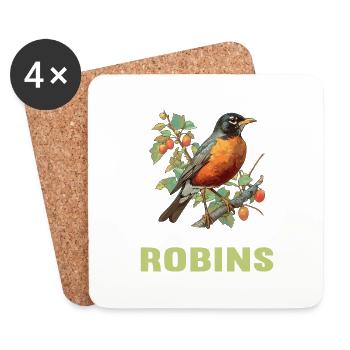 Robin Rotkehlchen - Untersetzer (4er-Set) - Weiß - Vorne