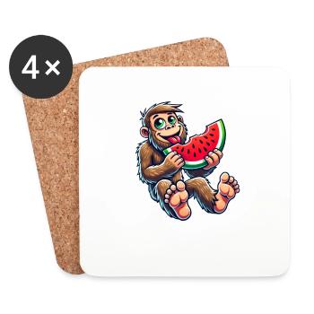 Süßer Bigfoot mit Wassermelone Fruchtig Cartoon So - Untersetzer (4er-Set) - Weiß - Vorne