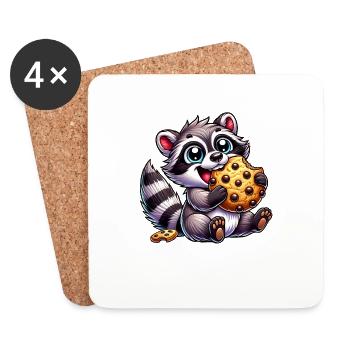 Mignon raton laveur biscuit dessert bonbons - Dessous de verre (lot de 4) - blanc - Devant