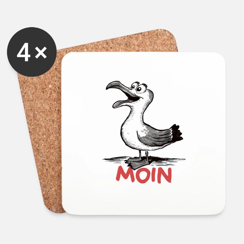 Moin Möwe - Untersetzer (4er-Set) - Weiß