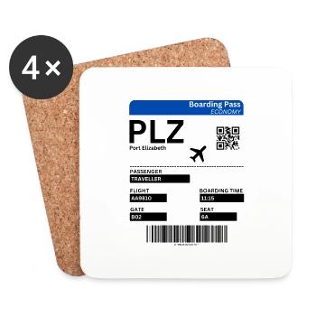 Carte d’embarquement à Port Elizabeth Afrique du Sud Idée de vacances - Dessous de verre (lot de 4) - blanc - Devant