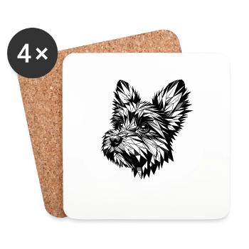 Dessin au trait géométrique Affenpinscher Affen - Dessous de verre (lot de 4) - blanc - Devant