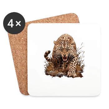 Amur Leopard Amurleoparden Amurleopard - Coasters (set of 4) - white - Front