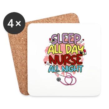 Infirmière Service de nuit Énergie I Cadeau - Dessous de verre (lot de 4) - blanc - Devant
