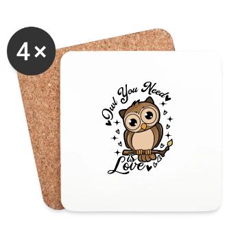 Eule - All you need is love - Untersetzer (4er-Set) - Weiß - Vorne