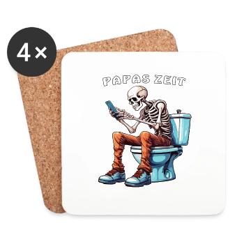 SKELETT TOILETTE SMARTPHONE PAPAS ZEIT - Untersetzer (4er-Set) - Weiß - Vorne