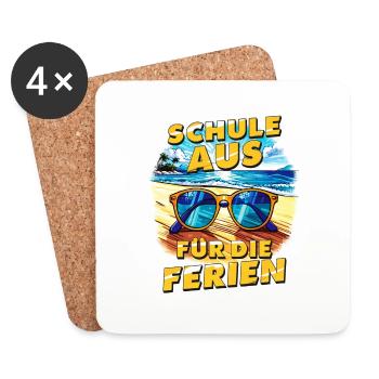 SCHULE AUS FÜR DIE FERIEN - Untersetzer (4er-Set) - Weiß - Vorne