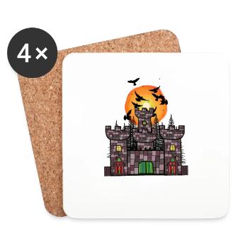 Mittelalter Schloss Burg Festung Kinder Kind - Untersetzer (4er-Set) - Weiß - Vorne