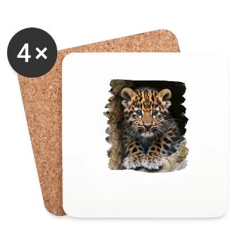 Amur Leopard Amurleoparden Amurleopard - Coasters (set of 4) - white - Front