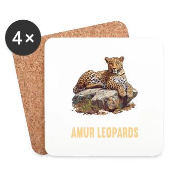 Amur Leopard Amurleoparden Amurleopard - Coasters (set of 4) - white - Front