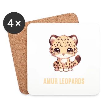 Amur Leopard Amurleoparden Amurleopard - Coasters (set of 4) - white - Front