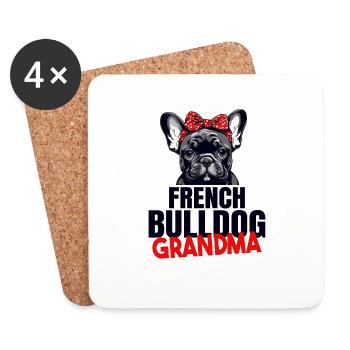 Französische Bulldogge, French Bulldog, Frenchie - Untersetzer (4er-Set) - Weiß - Vorne