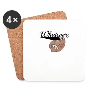 Sloth Whatever Funny Lazy Animal Low Energy Humor - Coasters (set of 4) - white - Front