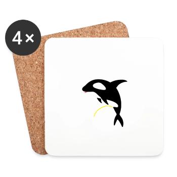 Wee Freely T-Shirt - Funny Killer Whale Orca Pun - Coasters (set of 4) - white - Front