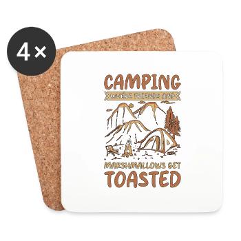 Camping Where Friends and Marshmallows Get Toasted - Untersetzer (4er-Set) - Weiß - Vorne