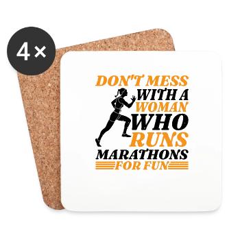 Ne plaisantez pas avec une femme qui court des marathons 3 - Dessous de verre (lot de 4) - blanc - Devant