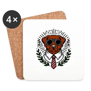 Cool Dog with Sunglasses and Tie - Hund - Coasters (set of 4) - white - Front