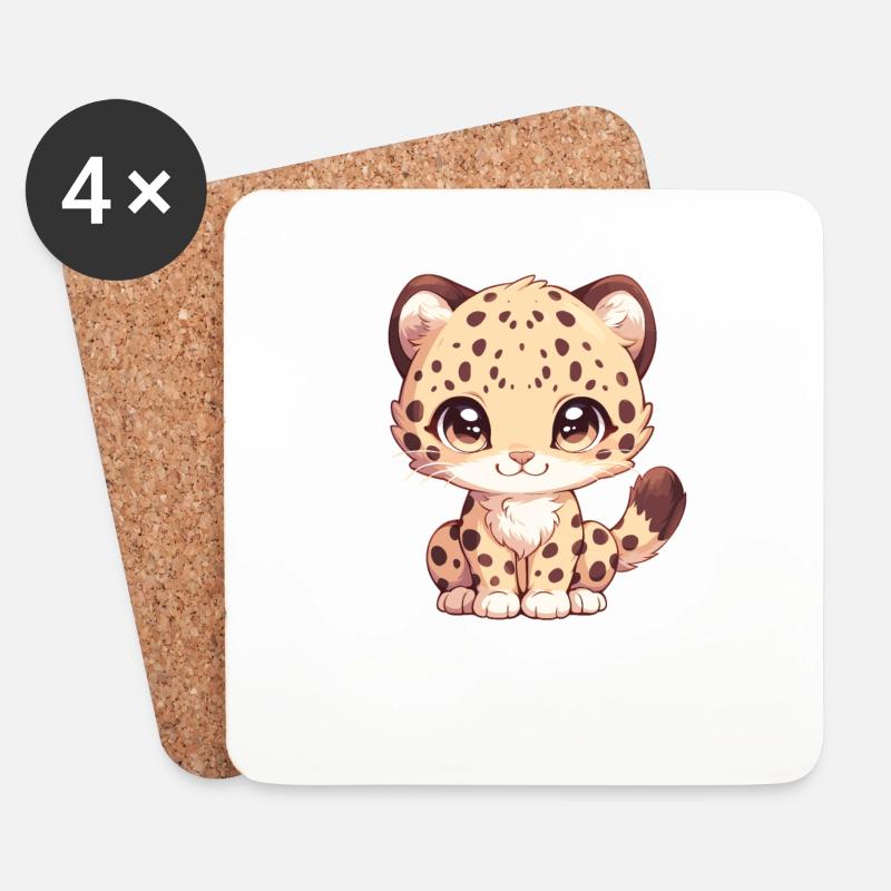 Leoparden Leopard - Untersetzer (4er-Set) - Weiß