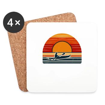 Retro Sunset Kayaking Kayak Kayaker Paddling - Coasters (set of 4) - white - Front