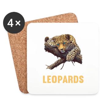 Leoparden Leopard - Untersetzer (4er-Set) - Weiß - Vorne