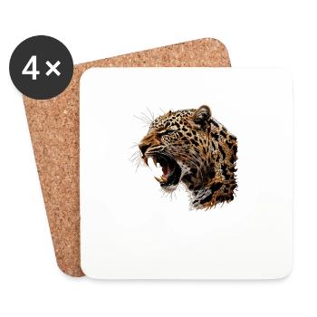 Leoparden Leopard - Untersetzer (4er-Set) - Weiß - Vorne