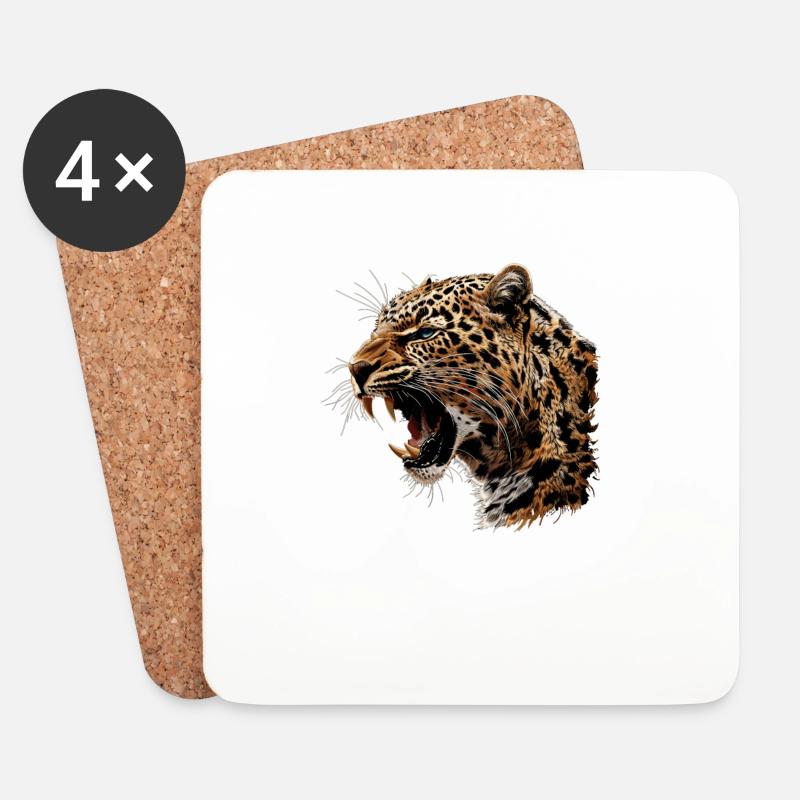 Leoparden Leopard - Untersetzer (4er-Set) - Weiß