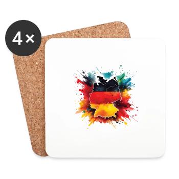 Fahne Deutschland Flagge für Sport Fan - Untersetzer (4er-Set) - Weiß - Vorne