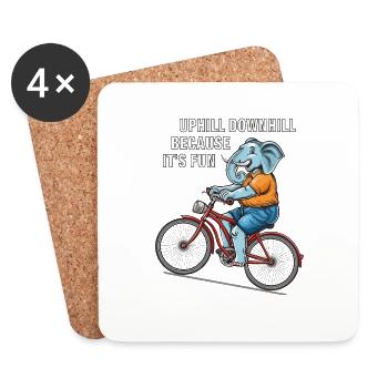 BIKE UPHILL DOWNHILL BECAUSE IT'S FUN - Coasters (set of 4) - white - Front