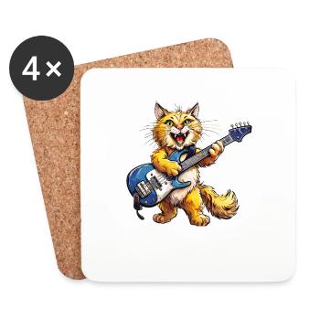 CAT GUITAR - Coasters (set of 4) - white - Front
