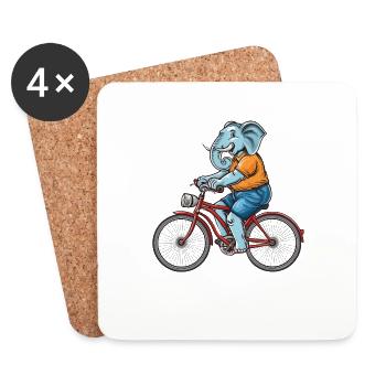 FAHRRAD ELEPHANT - Untersetzer (4er-Set) - Weiß - Vorne