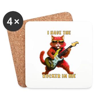 KATZE GITARRE I HAVE THE ROCKER IN ME - Untersetzer (4er-Set) - Weiß - Vorne